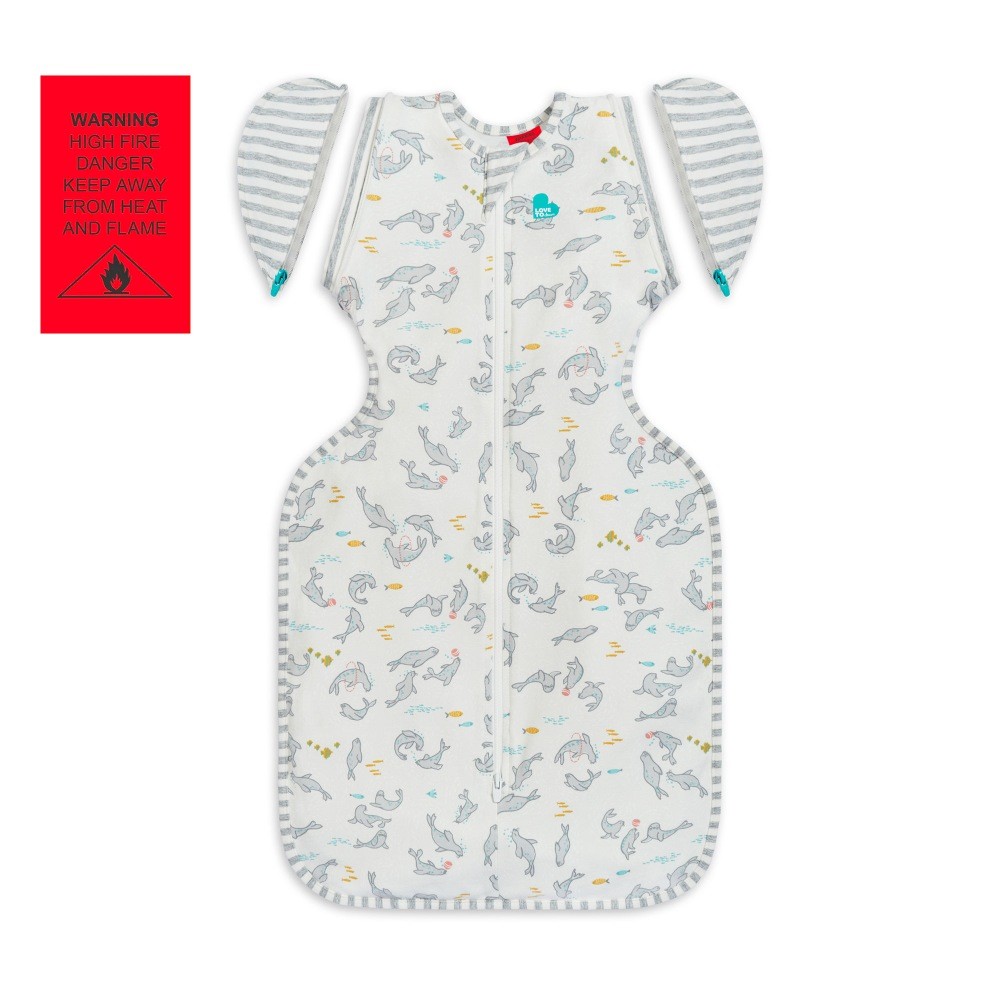Love To Dream Swaddle Up Designer Trans Bag 1.0 Tog Seal Show Grey