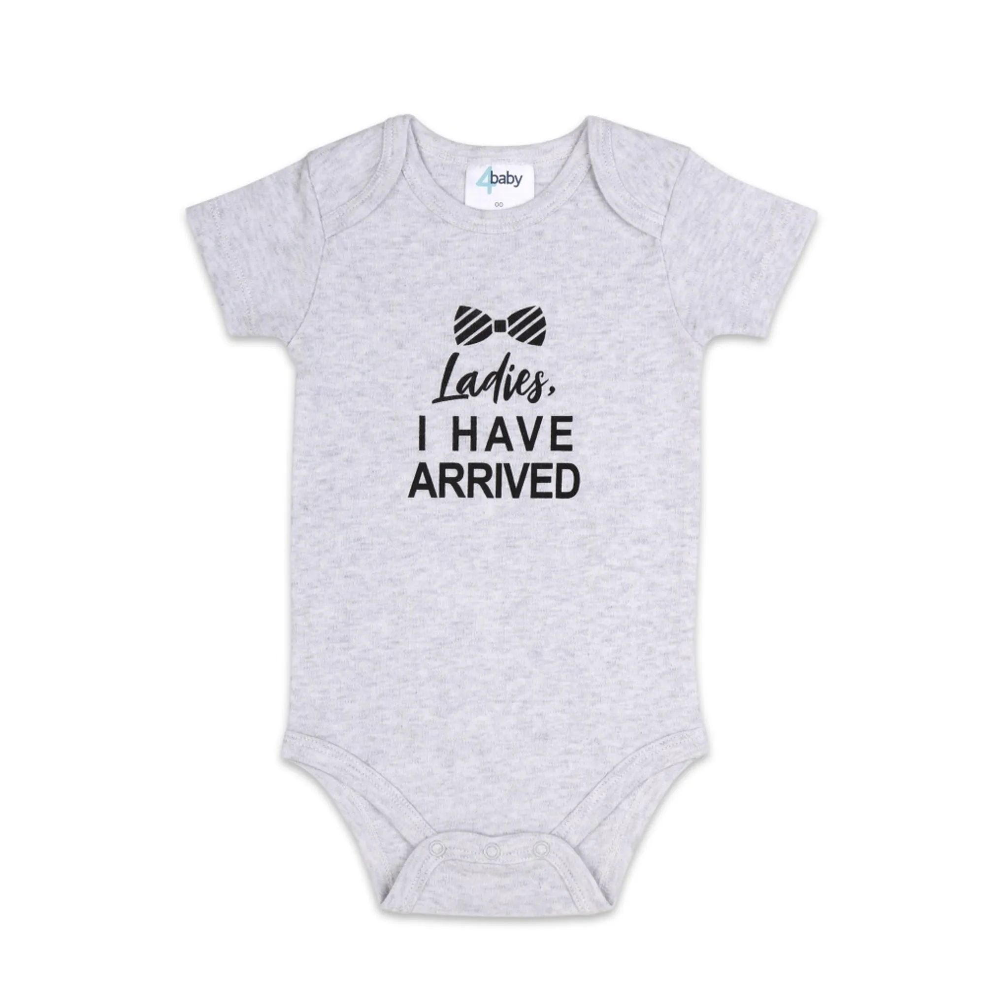 4Baby Slogan Bodysuit Short Sleeve Ladies I Have Arrived Grey Marle