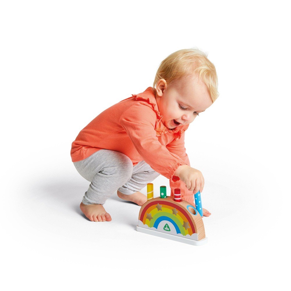 ELC Wooden Pop Up Rainbow Interactive Toys Baby Bunting AU