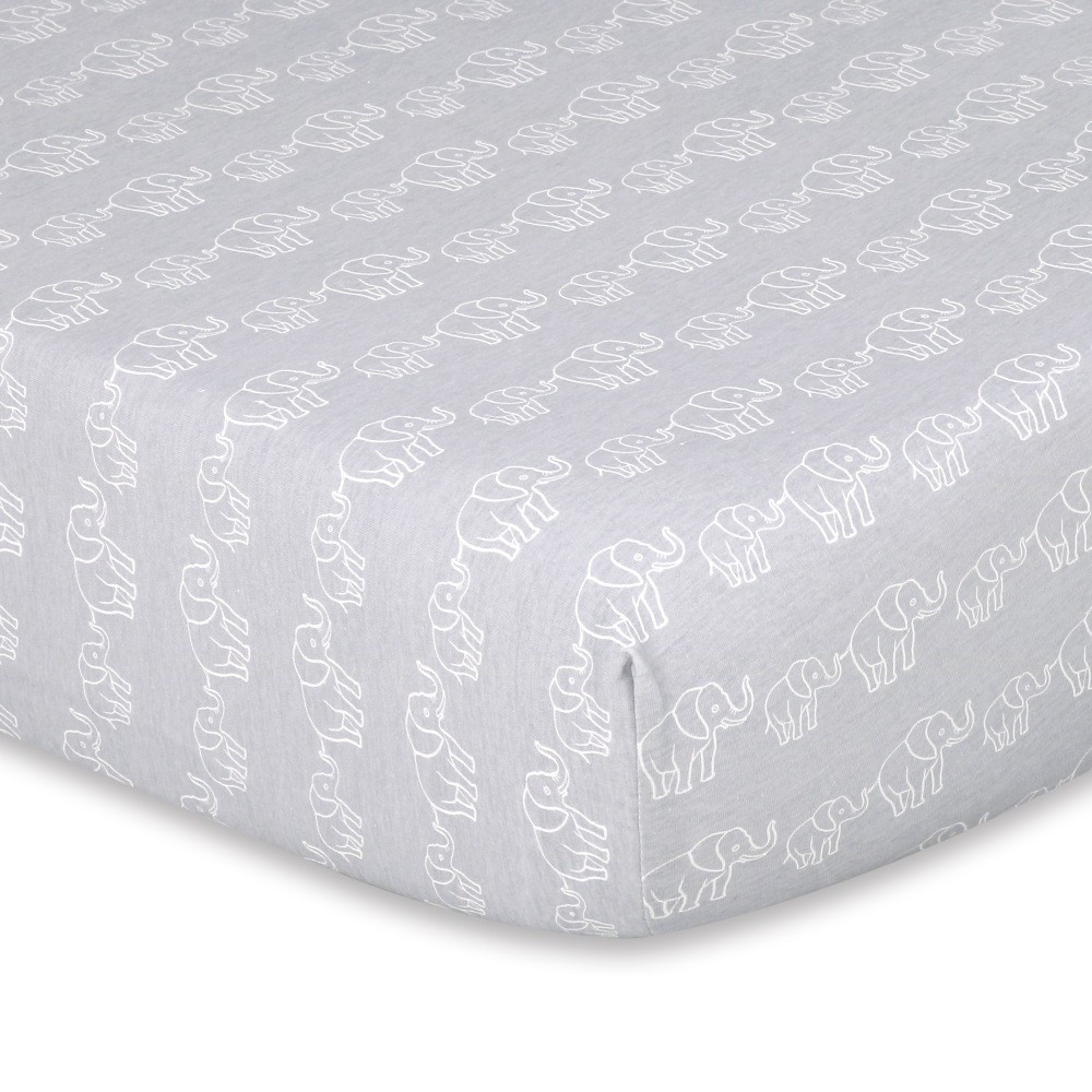 Bilbi Cot Fitted Sheet Elephant Stampede Grey Bedding & linen