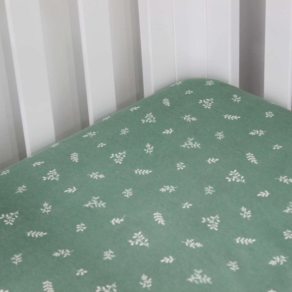 Bubba Blue Organic Cot Fitted Sheet Olive Baby Bunting AU
