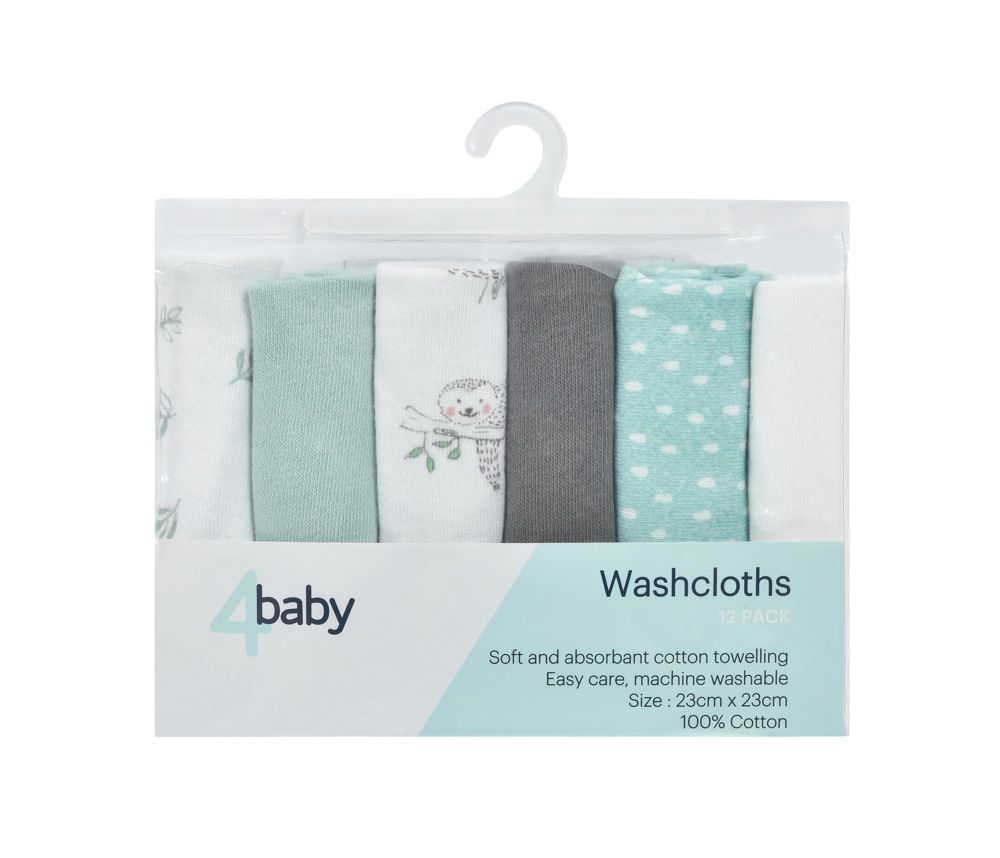 4Baby Wash Cloth 12 Pack Lazy Sloth Baby Bunting NZ   123023 2 