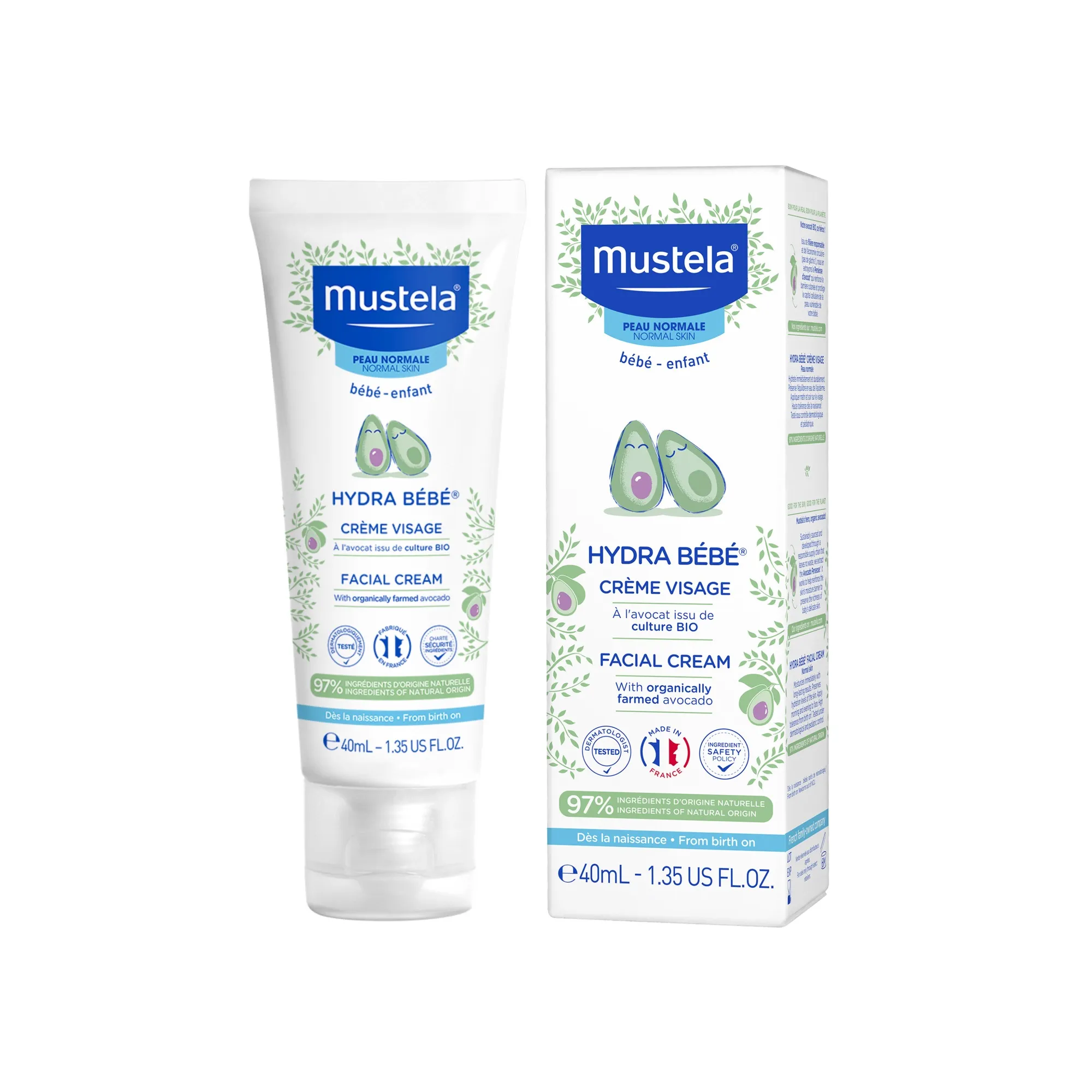 Mustela Hydra Bebe Facial Cream With Organically Farmed Avocado - 40ml main image 1