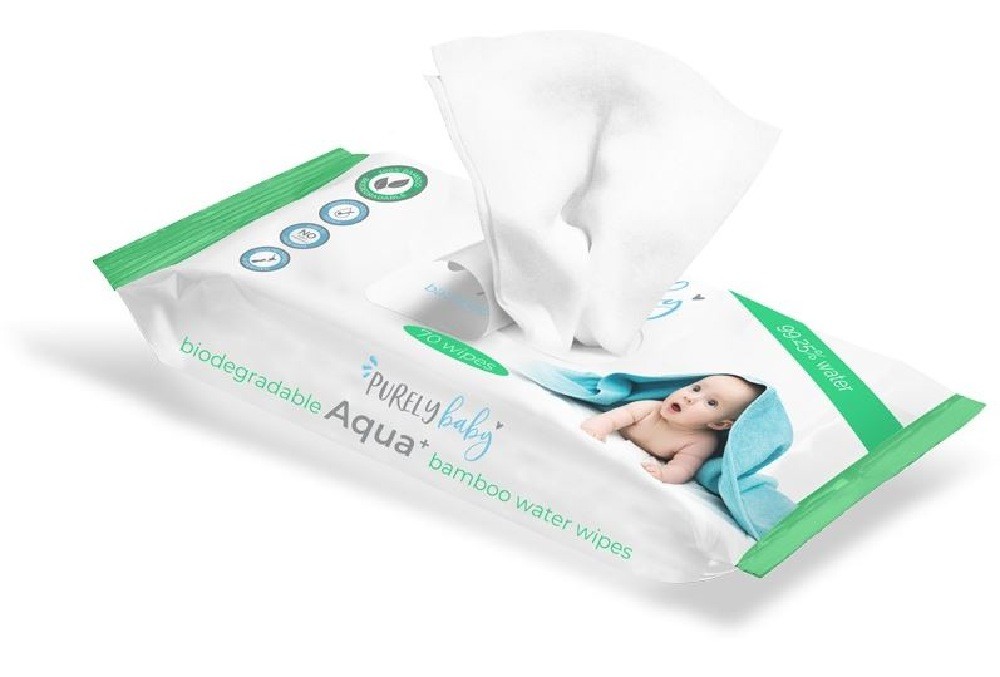 Purely Baby Aqua+ Biodegradable Wipes 70 Pack Wipes Baby Bunting NZ