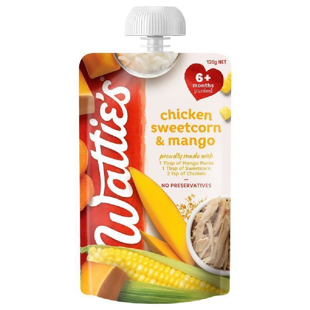 watties-chicken-sweetcorn-mango-pouch-120g-baby-bunting-nz