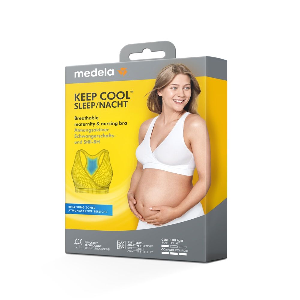 Medela Keep Cool Sleep Bra  Seamless Maternity & Nursing Sleep Bra with  Full Back Breathing Zone and Soft Touch Fabric, Chai Small : :  Clothing, Shoes & Accessories