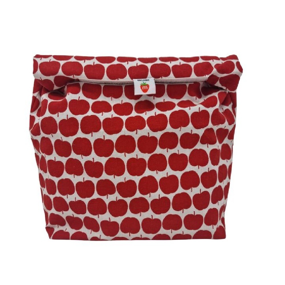 Munch Eco Cotton Roll Down Bag Nz Made Red Apples Food Storage