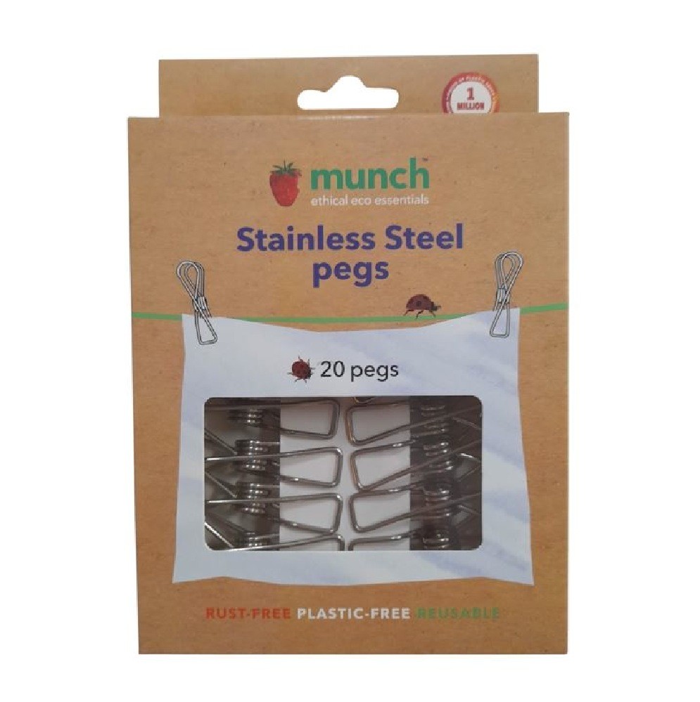 Munch Eco Stainless Steel Pegs 20 Packs Laundry Baby Bunting NZ