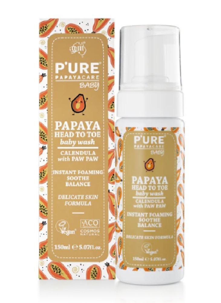Pure Papaya Care Baby Head To Toe Wash 150ML Bathtime Baby Bunting AU
