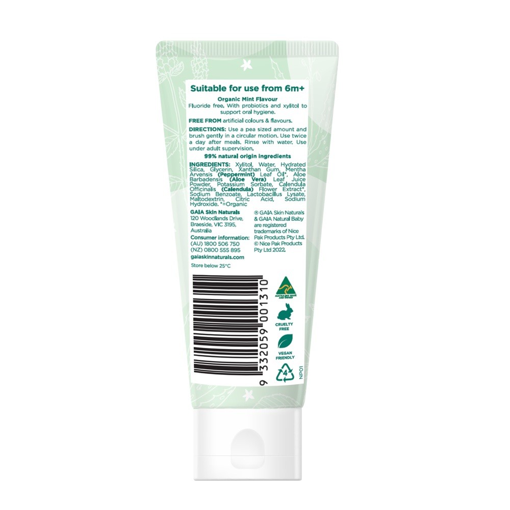 Gaia Probiotic Toothpaste Mint 50G Grooming Other Baby Bunting AU