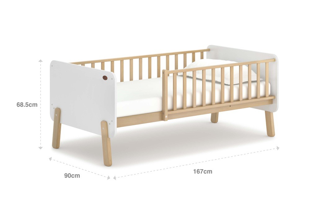 Boori Natty Bedside Bed Barley White/Almond Beds Baby Bunting AU