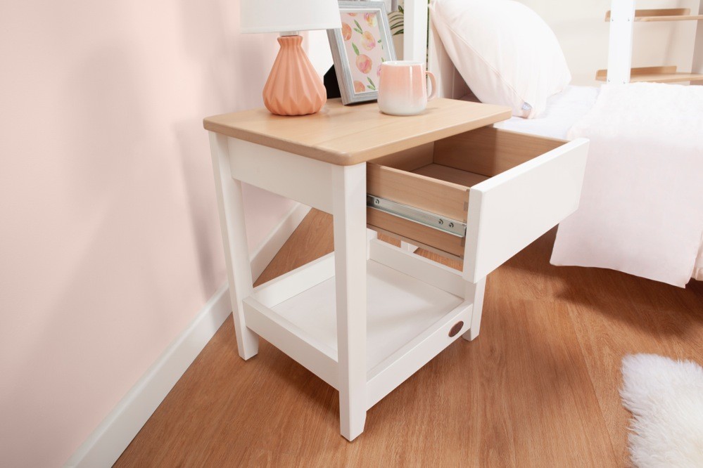 Boori Linear Bedside Table Barley White/Almond Changetables Baby