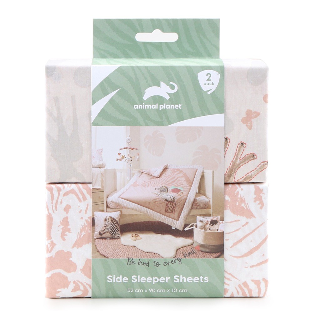 Animal Be Kind To Every Kind Bedside Sleeper Fitted Sheet Zebra Pink Bedding & linen