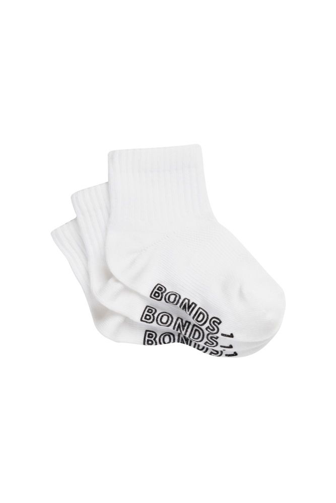 Bonds 3 Pack Sock Logo White | | Baby Bunting AU
