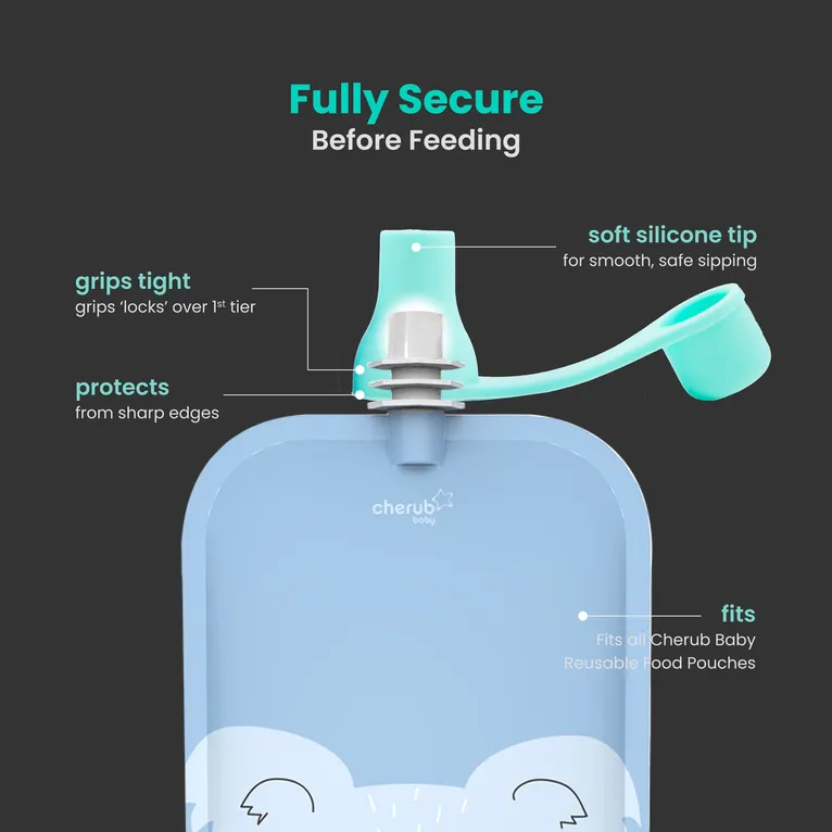 Cherub Baby Food Pouch Spouts Aqua/Mint