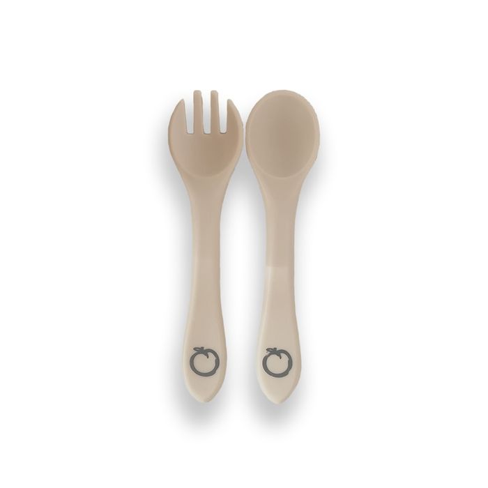 Baby Led Weaning Silicone Spoon & Fork Cutlery - Duck Egg