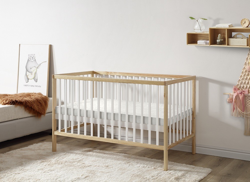 Jengo Zuri Cot Natural/White | Cots | Baby Bunting AU