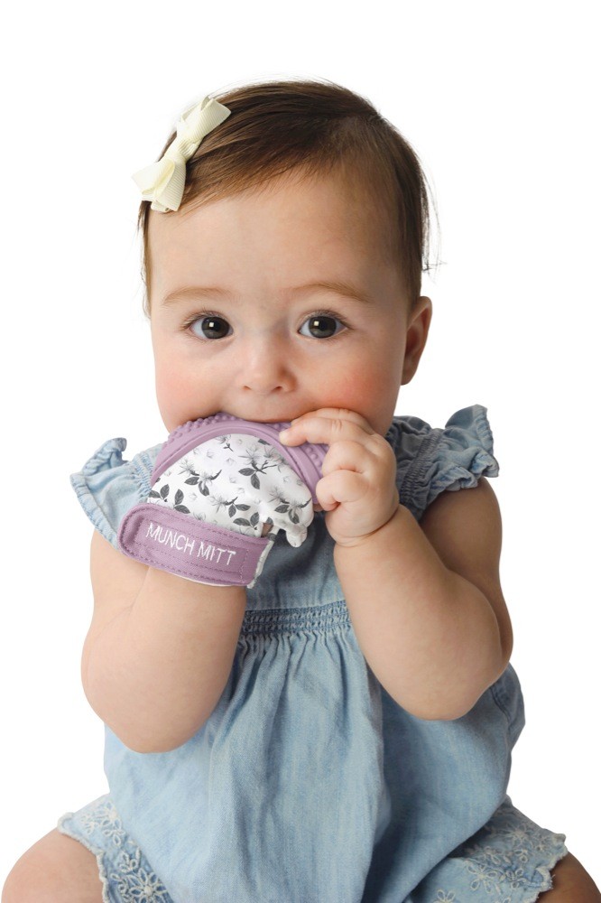 Malarkey Munch Mitt Teething Mitten Lilac Bloom Baby Bunting AU