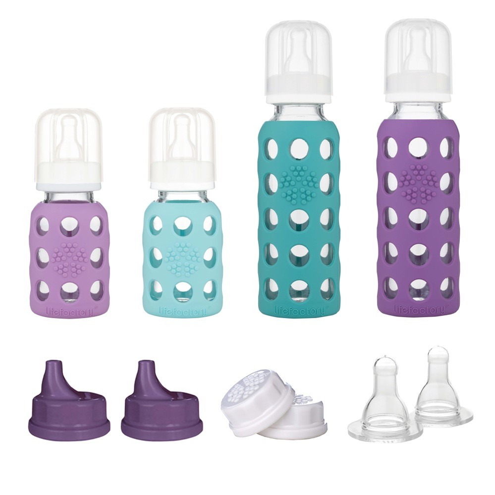 Lifefactory Bottle Starter Set 4Pk Lavender Bottles Baby Bunting AU