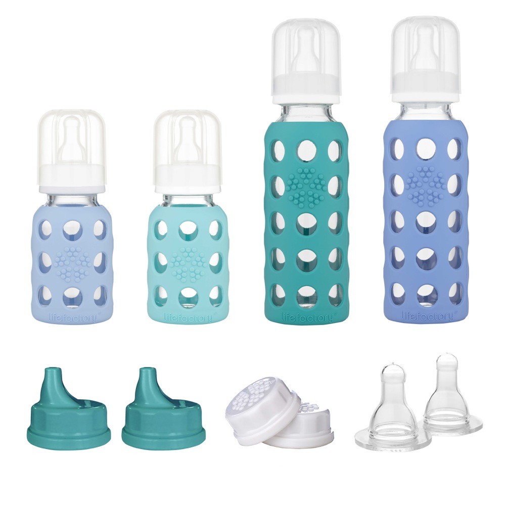 Lifefactory Baby Bottle Starter Set 4Pk Kale | Bottles | Baby Bunting AU