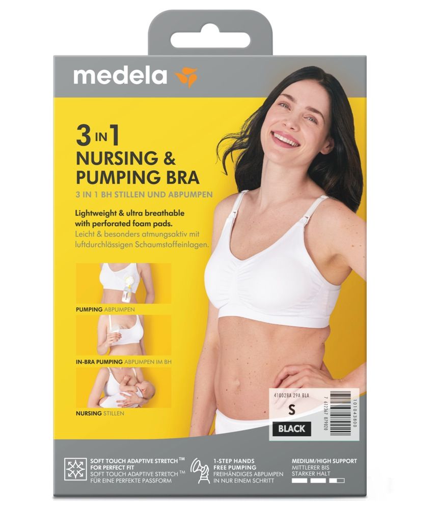 Medela 3 In 1 Nursing & Pumping Bra Black S, Breast Pump Accessories