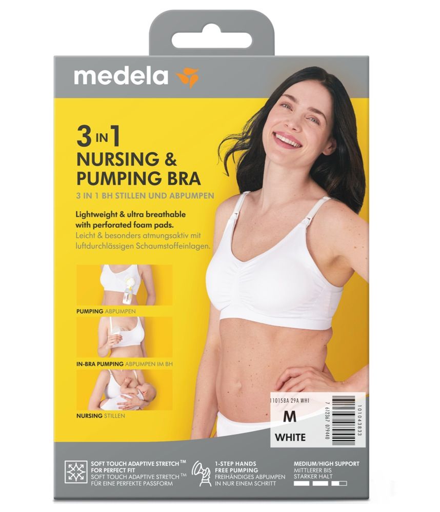 Medela 3 In 1 Nursing & Pumping Bra White M, Breast Pump Accessories