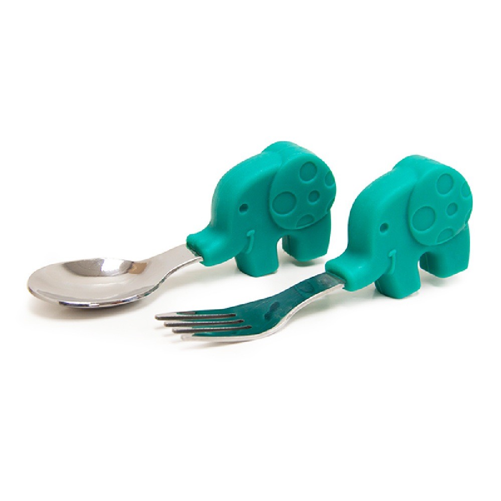 Marcus & Marcus Palm Grasp Cutlery Green Cutlery Baby Bunting AU