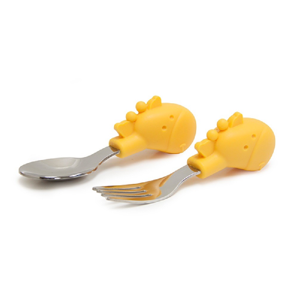 Marcus & Marcus Palm Grasp Cultery Yellow Cutlery Baby Bunting AU