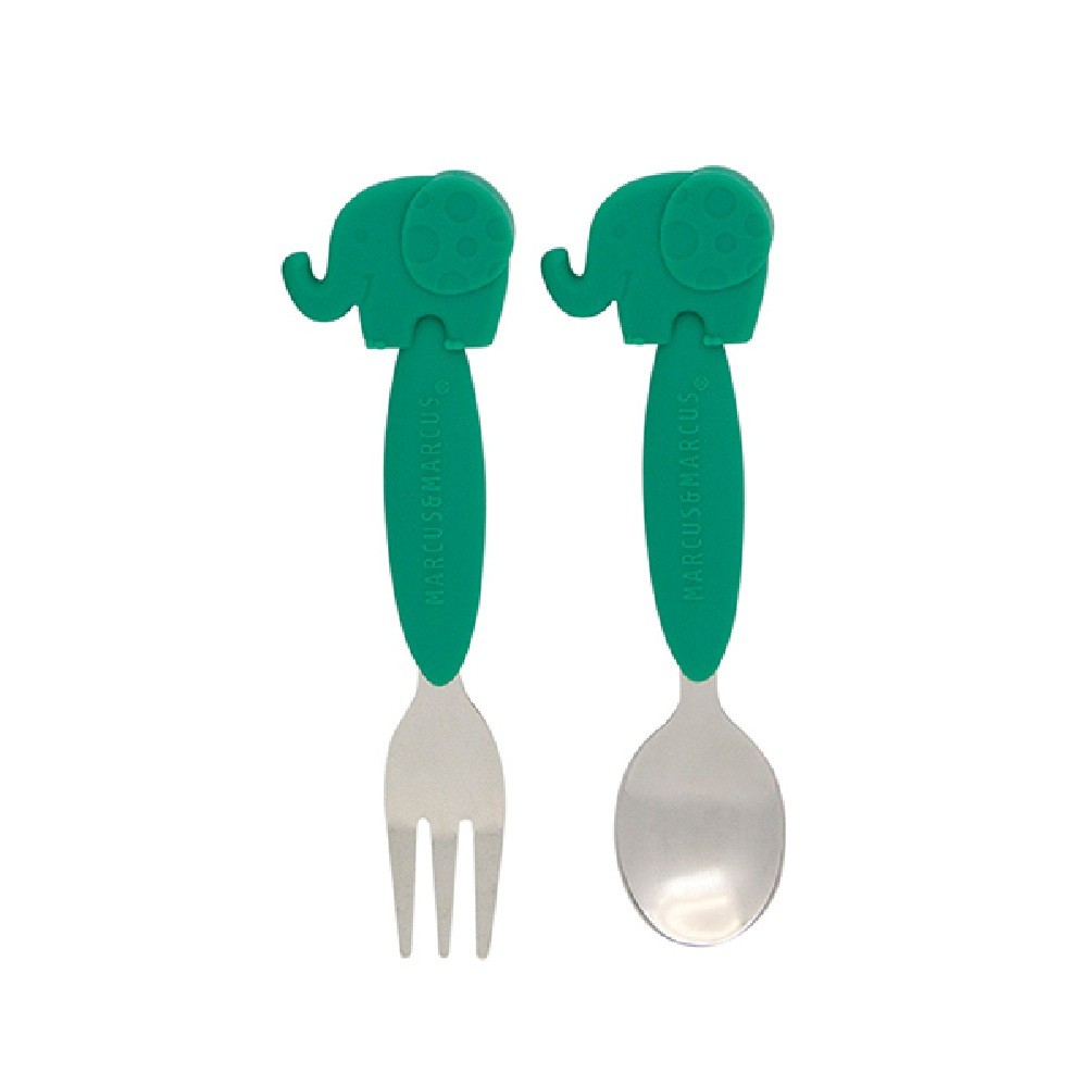 Marcus & Marcus Cutlery Set Green 2 Pieces Cutlery Baby Bunting AU