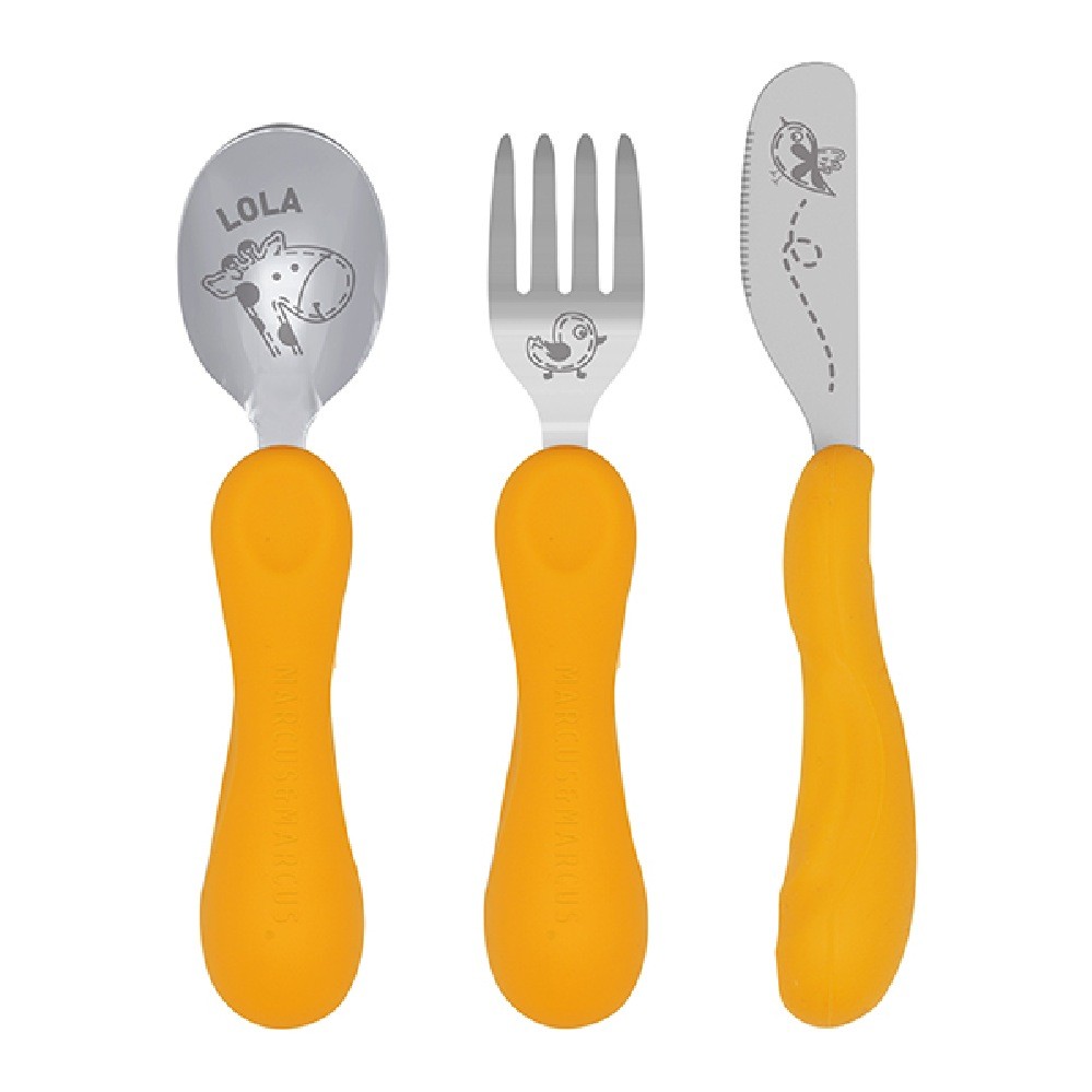 Marcus & Marcus Easy Grip Cutlery Yellow 3 Pieces Cutlery Baby