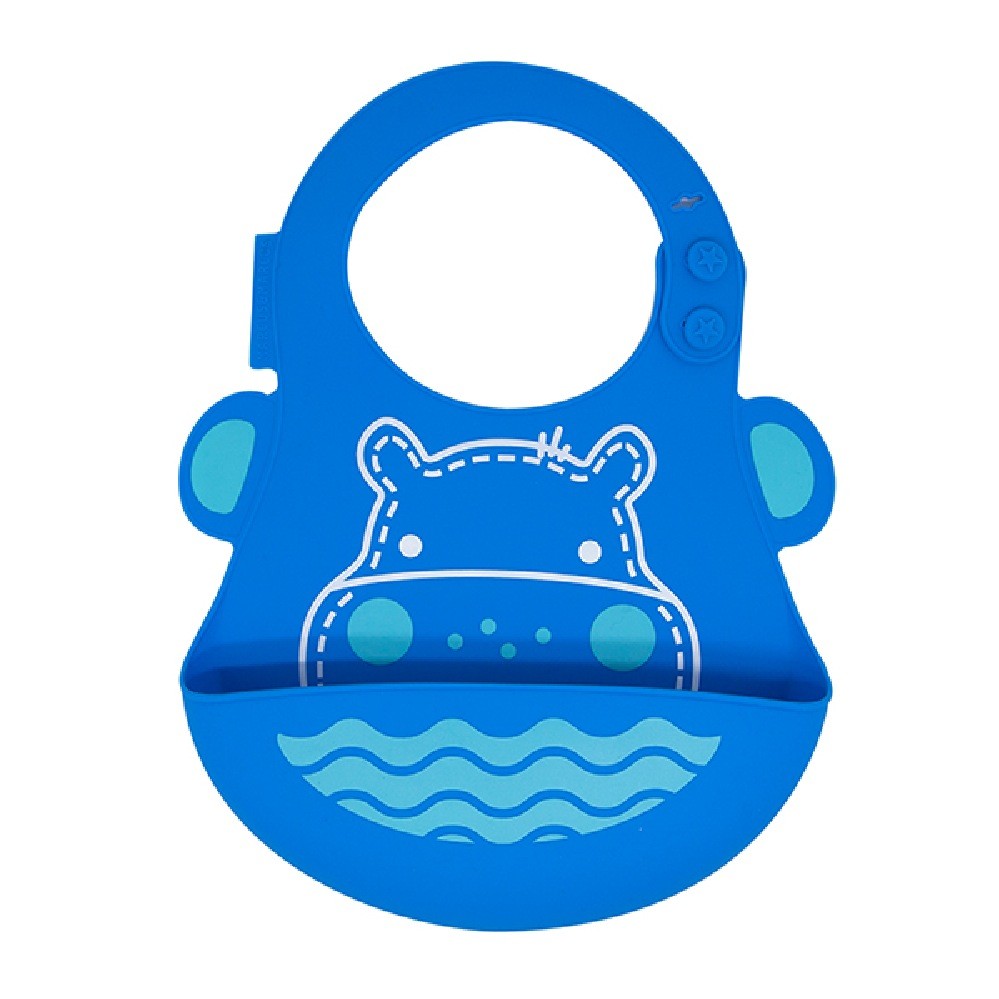 Marcus & Marcus Baby Bib Lucas Blue - Hippo | Baby Bunting AU