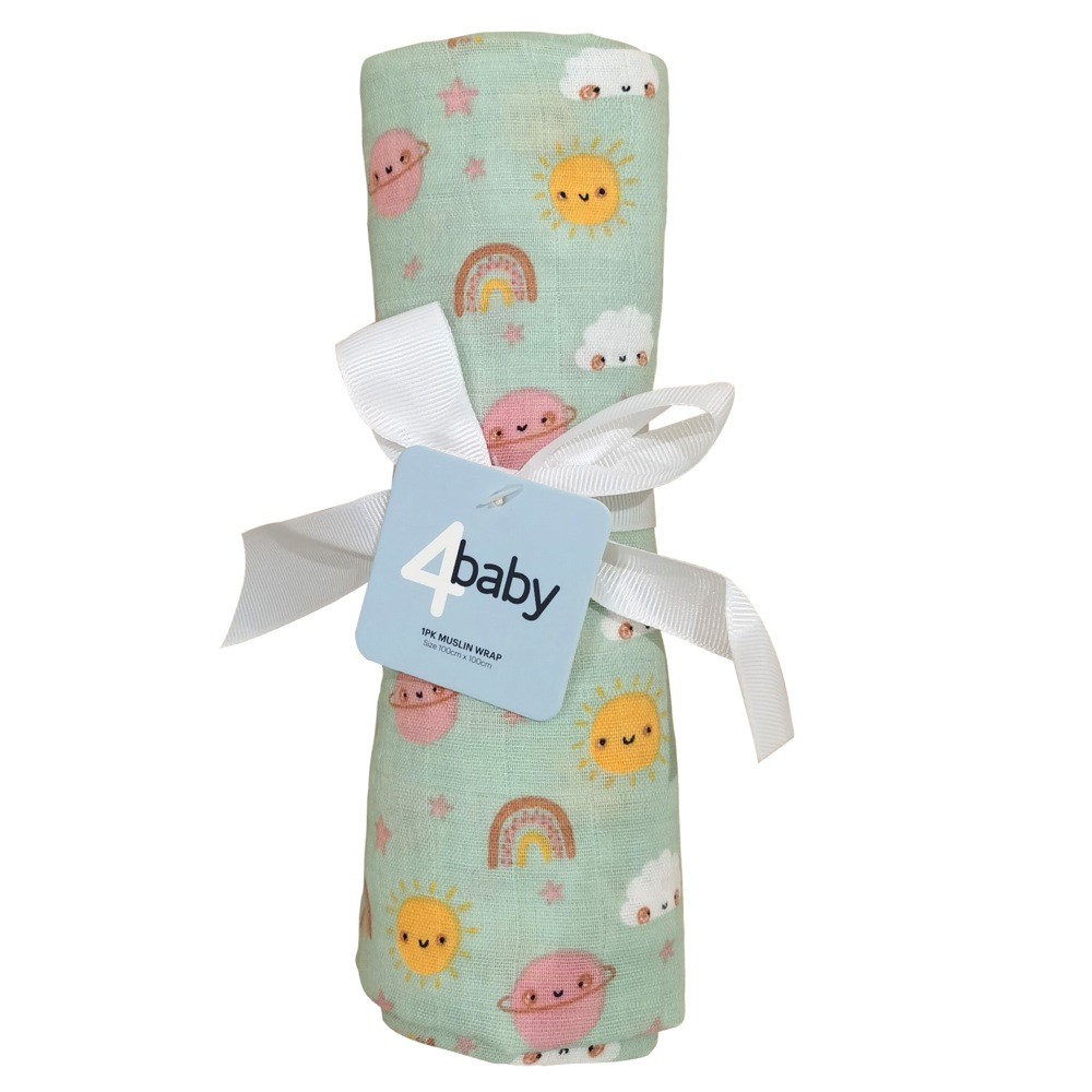 4Baby Muslin Wrap Rainbow 1 Pack Wraps Baby Bunting AU