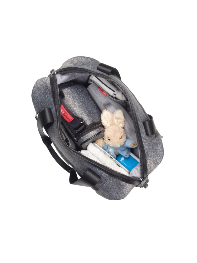 Storksak Stevie Nappy Bag Luxe Scuba Grey Marl Nappy Bags Baby