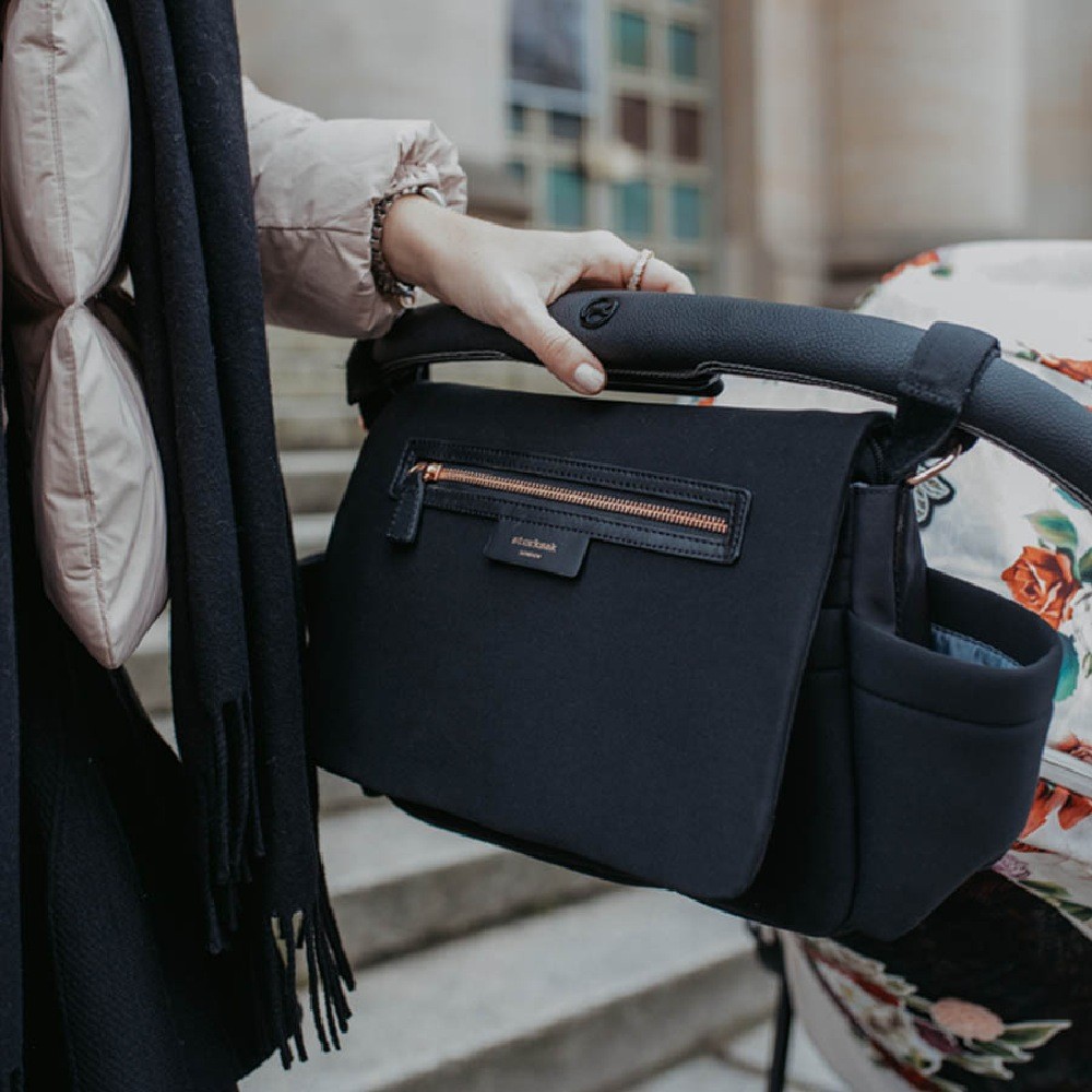 Storksak Stroller Organiser Luxe Scuba Black Nappy Bags Baby