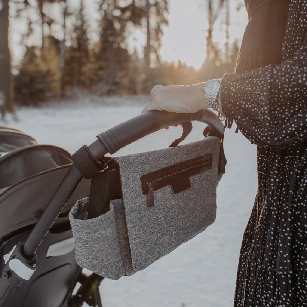 Storksak Stroller Organiser Luxe Scuba Grey Marl Nappy Bags Baby