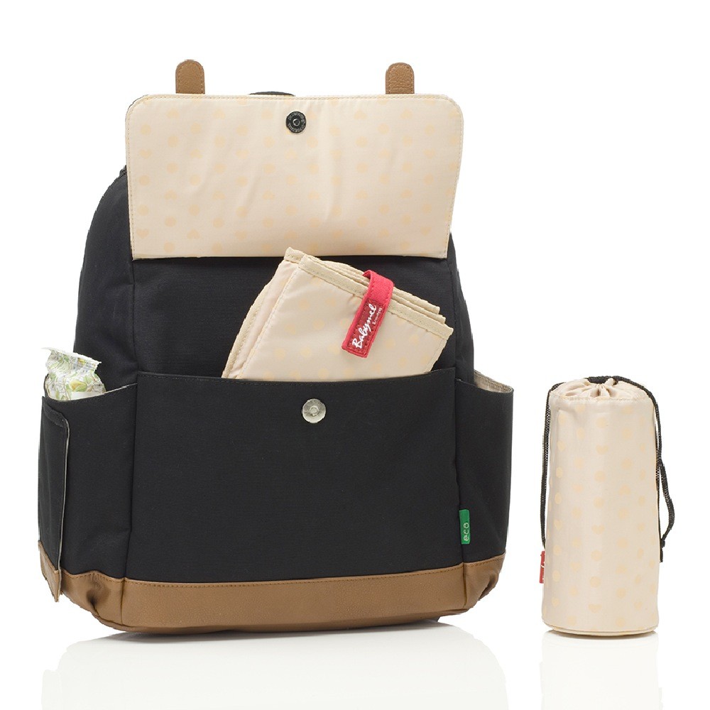 Babymel Robyn Eco Nappy Bag Black Nappy Bags Baby Bunting AU