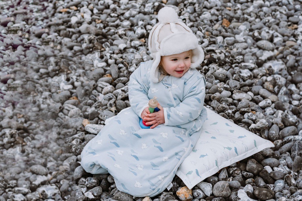 Nest Organic Sleeping Bag Long Sleeve 3.5 Tog Beluga Boogie 1224 Months Baby Bunting AU