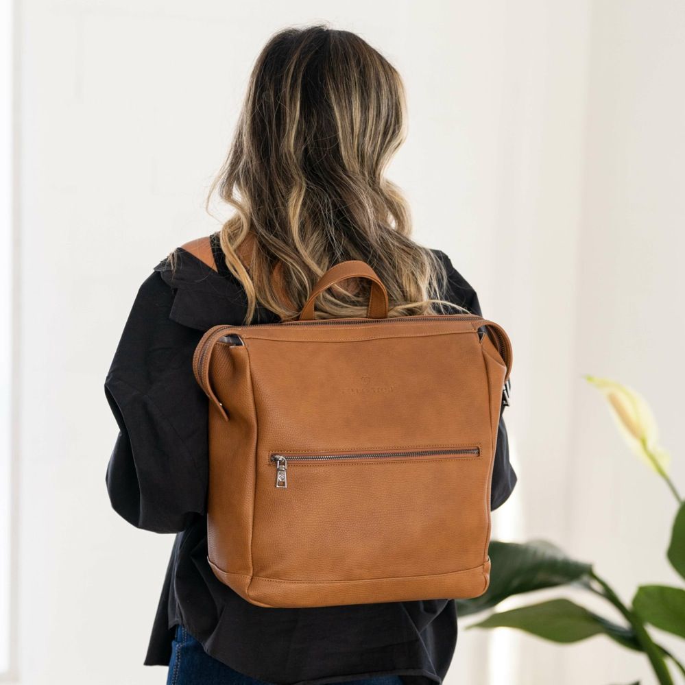 Felix + Stone Archie Backpack - Tan | Nappy Bags | Baby Bunting AU