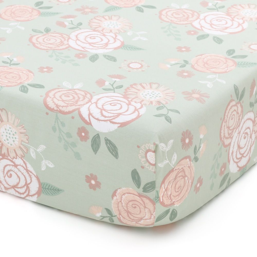 The Peanut Shell Vintage Floral Cot Fitted Sheet | Baby Bunting AU