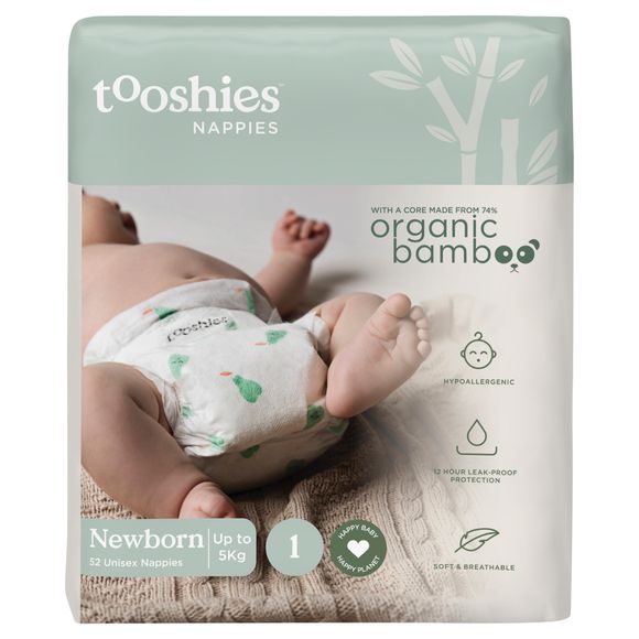 Tooshies Eco Nappies 52 Pack Newborn Size 1