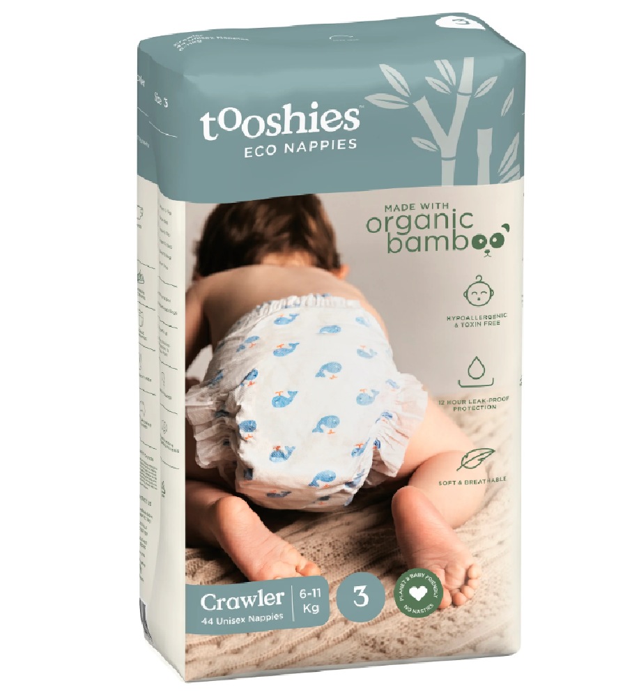 Tooshies Eco Nappies Size 3 Crawler 44 Pack | Disposable | Baby Bunting AU