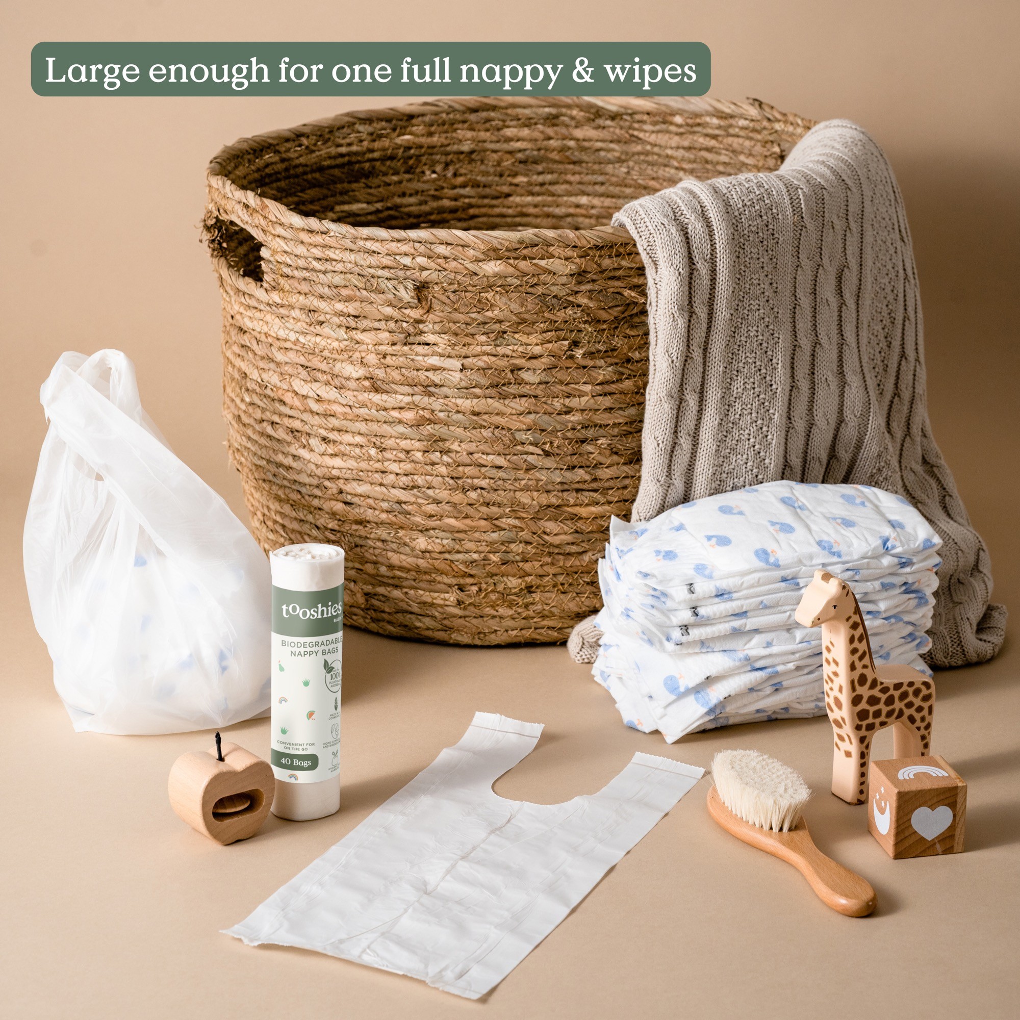 Tooshies Biodegradable Nappy Bags 40 Pack Nappy Bins Baby Bunting AU