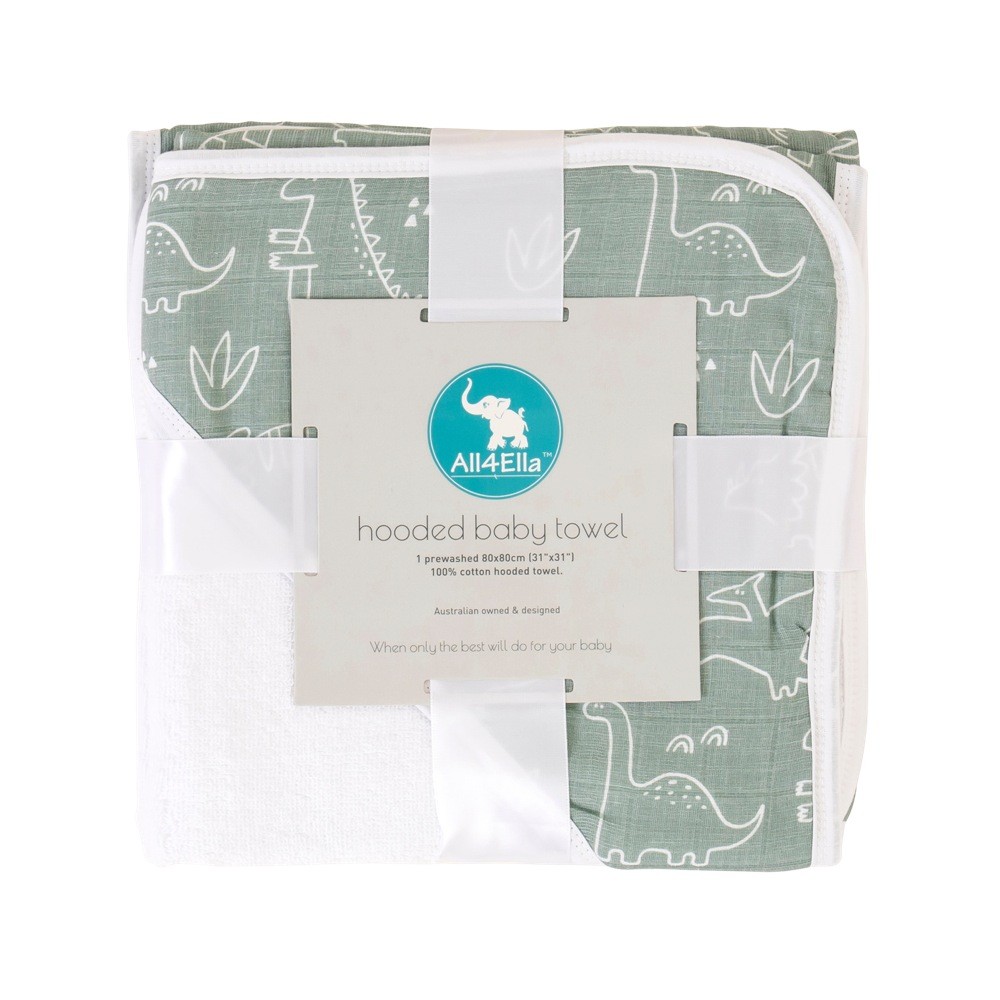 All4Ella Hooded Towel Dino Hooded Towels Baby Bunting AU