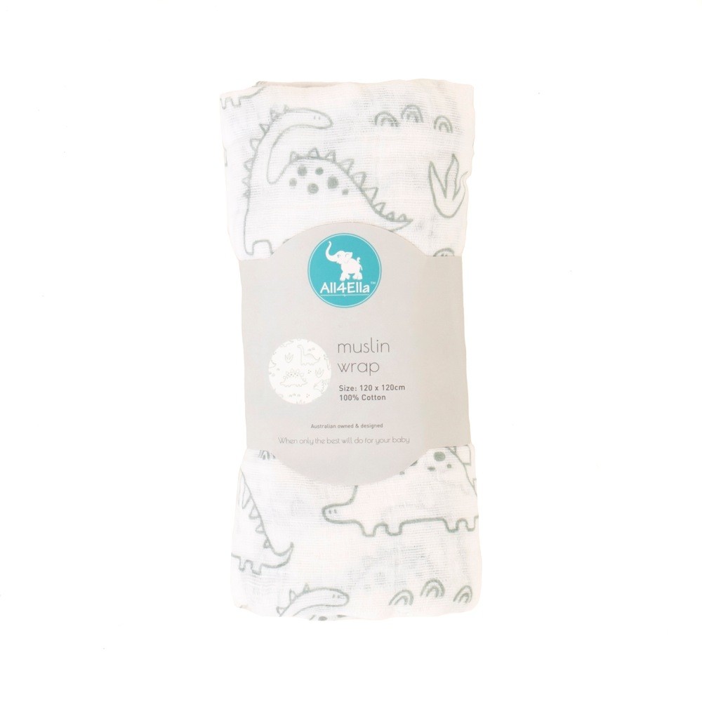 All4Ella Muslin Wrap Dino Wraps Baby Bunting AU