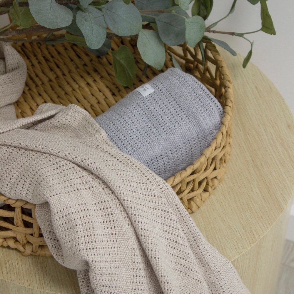 Bubba Nordic Cellular Blanket Grey/Sand Manchester Sale Baby Bunting AU