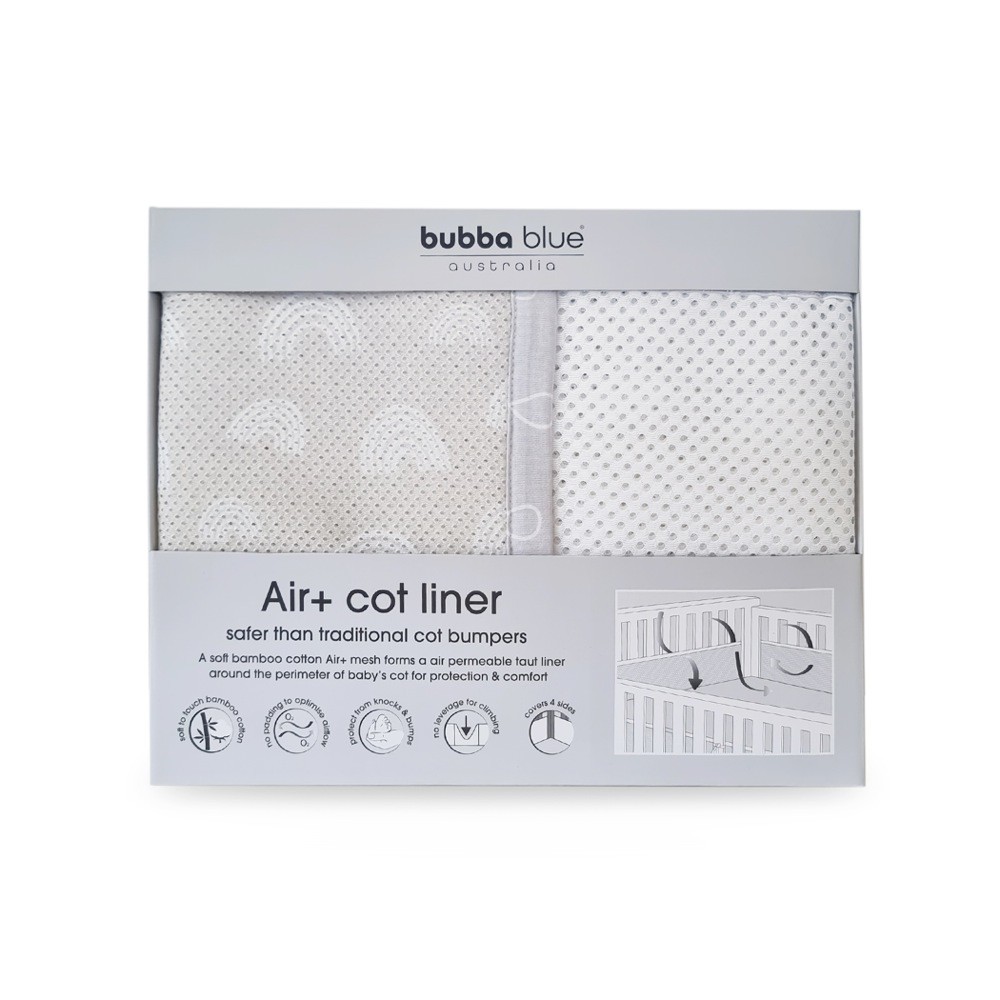 Bubba Blue Nordic Breathe Easy Cot Liner Grey/Sand Bumpers Baby