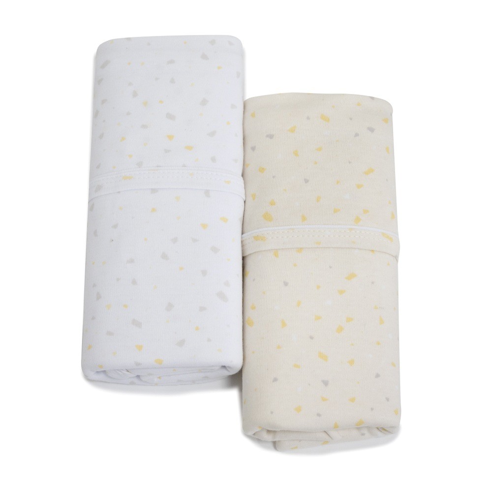 Bubba Essentials Jersey Wraps Terrazzo White/Wheat 2 Pack Bedding