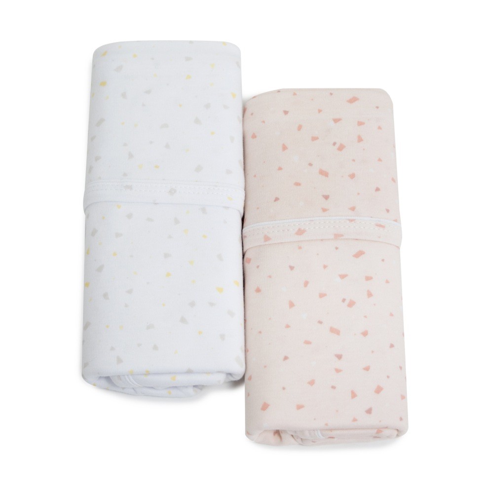 Bubba Essentials Jersey Wraps Terrazzo White/Rose 2 Pack Bedding
