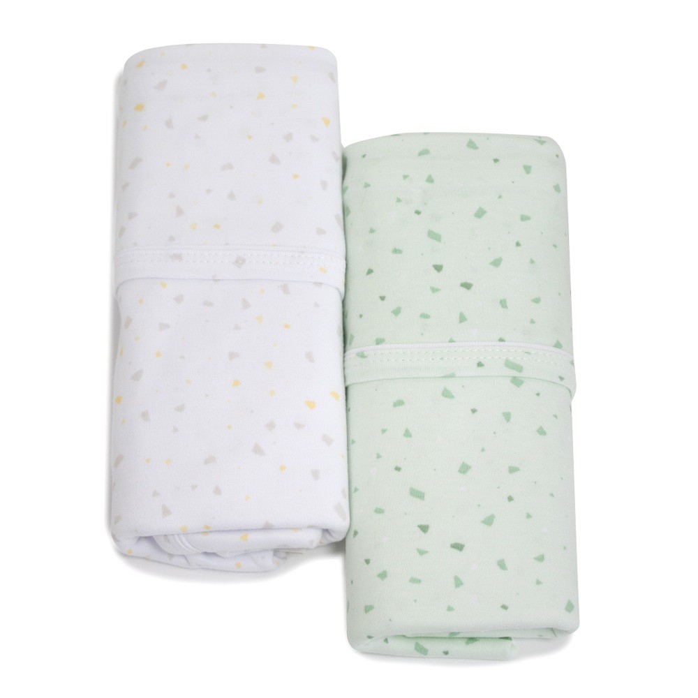 Bubba Essentials Jersey Wraps Terrazzo White/Mint 2 Pack Bedding