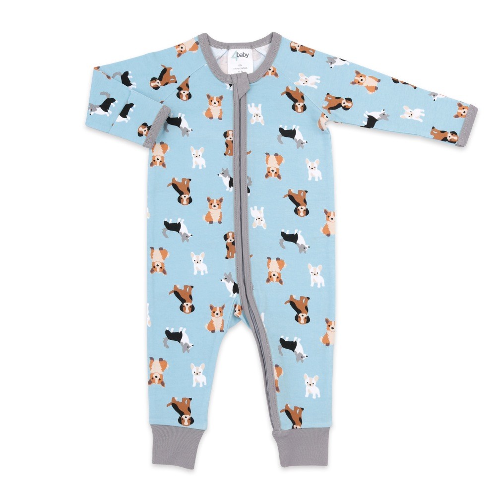 4Baby Zip Romper Long Sleeve Puppy Pals Baby Onesies Baby Bunting NZ
